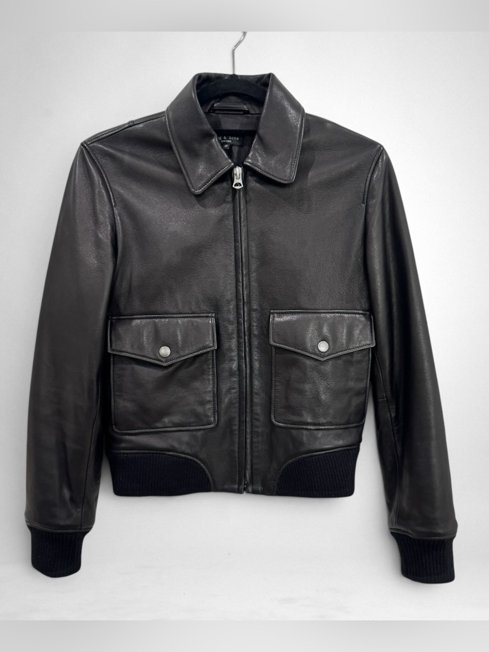 Rag & Bone ICONS Andrea Leather Aviator Jacket (Black)